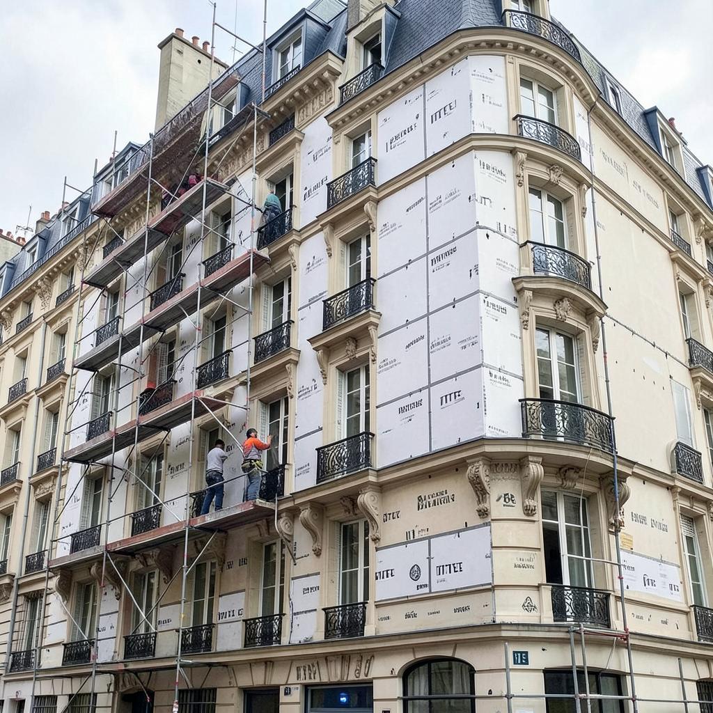 Isolation thermique par l'extérieur d'un immeuble haussmannien